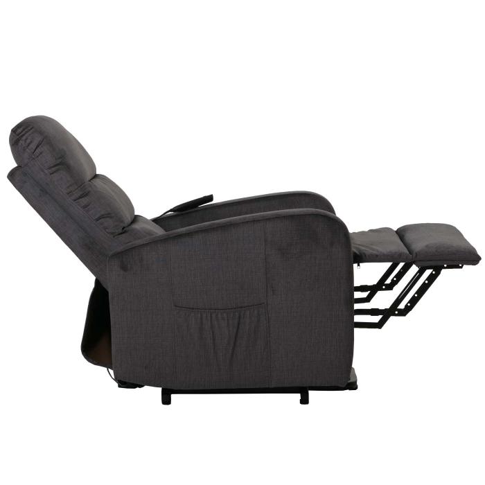 Fernsehsessel HWC-K62, Sessel Relaxsessel TV-Sessel, Liegefunktion Aufstehhilfe elektrisch, Metall Chenille ~ dunkelgrau