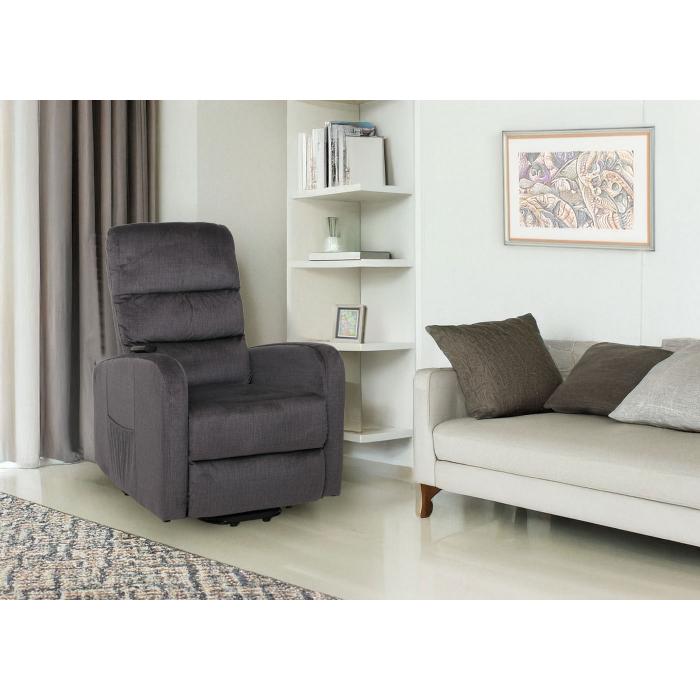 Fernsehsessel HWC-K62, Sessel Relaxsessel TV-Sessel, Liegefunktion Aufstehhilfe elektrisch, Metall Chenille ~ dunkelgrau