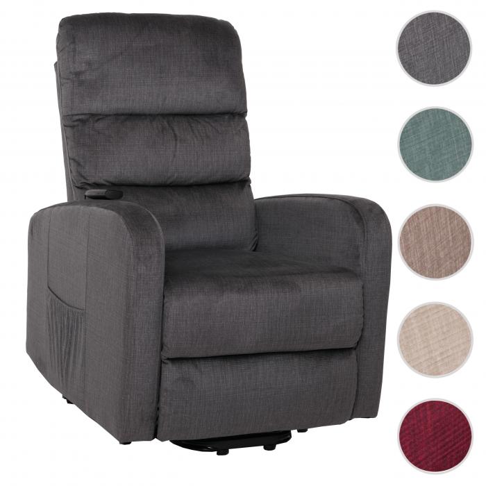 Fernsehsessel HWC-K62, Sessel Relaxsessel TV-Sessel, Liegefunktion Aufstehhilfe elektrisch, Metall Chenille ~ dunkelgrau