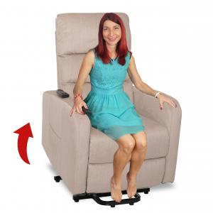 Fernsehsessel HWC-K62, Sessel Relaxsessel TV-Sessel, Liegefunktion Aufstehhilfe elektrisch, Metall Chenille ~ creme