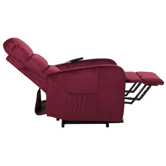 Fernsehsessel HWC-K62, Sessel Relaxsessel TV-Sessel, Liegefunktion Aufstehhilfe elektrisch, Metall Chenille ~ bordeaux
