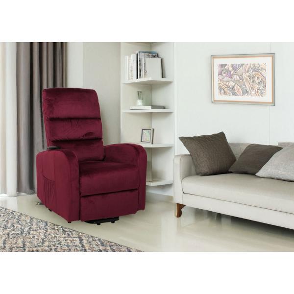 Stimmungsbild fr Produkt Fernsehsessel HWC-K62, Sessel Relaxsessel TV-Sessel, Liegefunktion Aufstehhilfe elektrisch, Metall Chenille ~ bordeaux