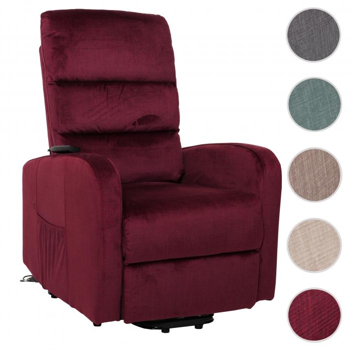 Fernsehsessel HWC-K62, Sessel Relaxsessel TV-Sessel, Liegefunktion Aufstehhilfe elektrisch, Metall Chenille ~ bordeaux