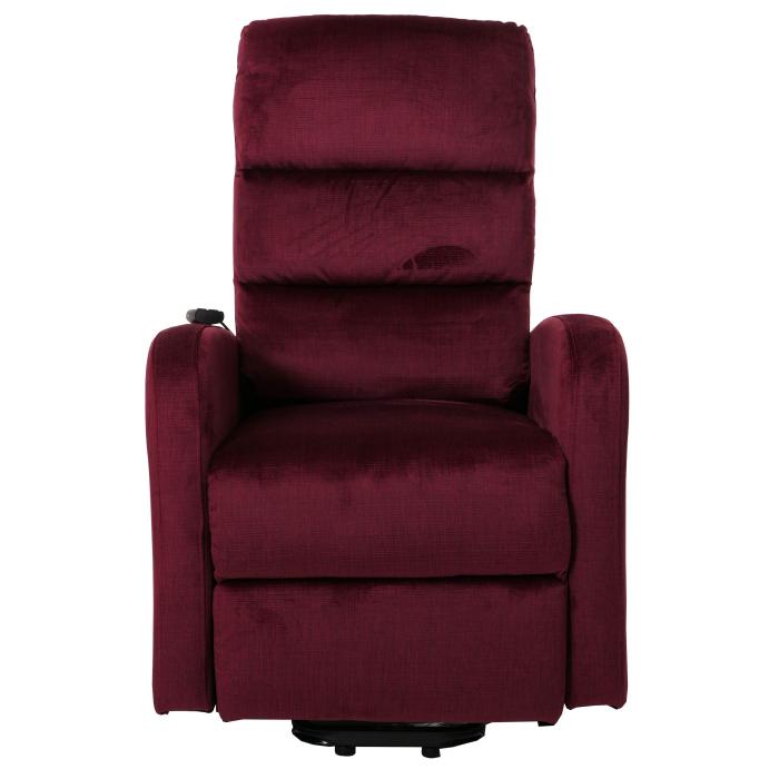 Fernsehsessel HWC-K62, Sessel Relaxsessel TV-Sessel, Liegefunktion Aufstehhilfe elektrisch, Metall Chenille ~ bordeaux