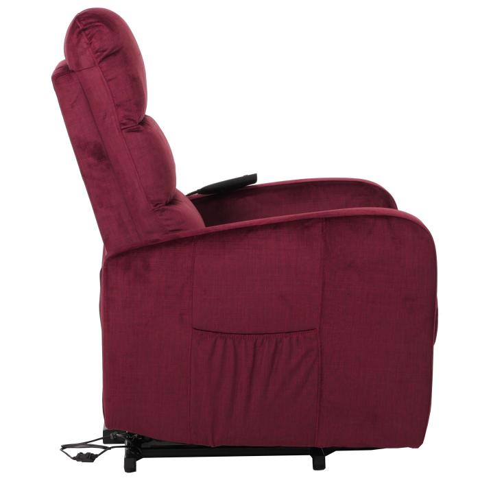 Fernsehsessel HWC-K62, Sessel Relaxsessel TV-Sessel, Liegefunktion Aufstehhilfe elektrisch, Metall Chenille ~ bordeaux