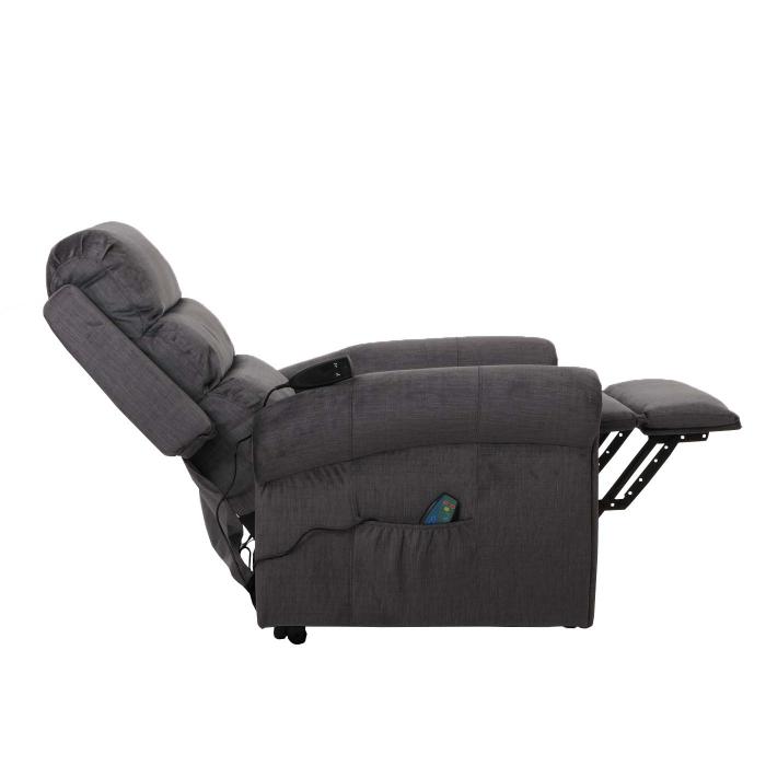 Fernsehsessel HWC-K63, Relaxsessel, Liegefunktion Aufstehhilfe Massage Heizfunktion, Stoff 220g/m Chenille ~ dunkelgrau