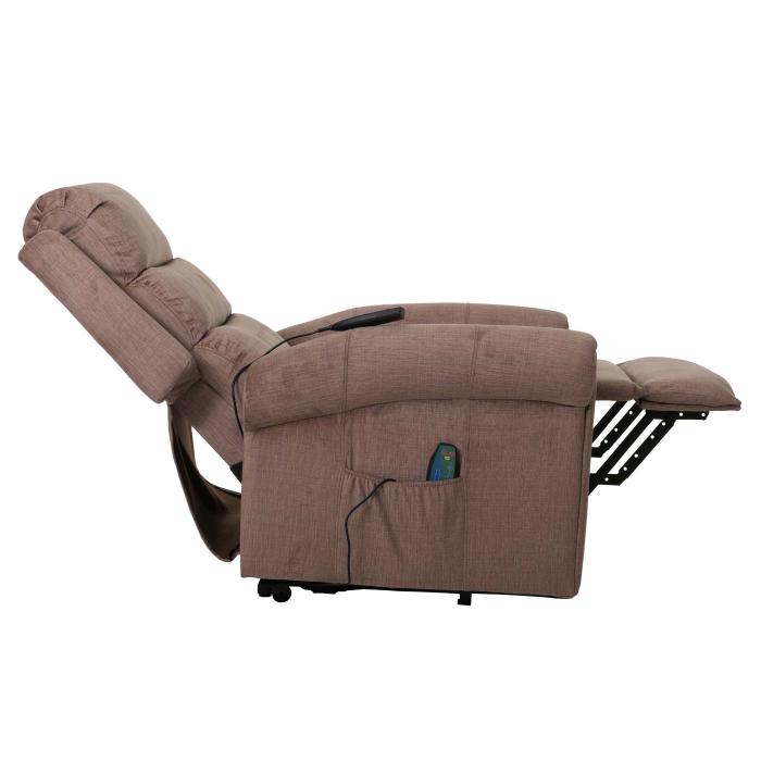 Retourenware | Fernsehsessel HWC-K63, Sessel Liegefunktion Aufstehhilfe Massage Heizfunktion 220g/m Chenille ~ braun