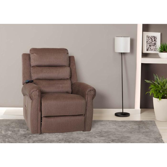 Retourenware | Fernsehsessel HWC-K63, Sessel Liegefunktion Aufstehhilfe Massage Heizfunktion 220g/m Chenille ~ braun