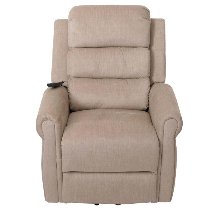 Fernsehsessel HWC-K63, Relaxsessel, Liegefunktion Aufstehhilfe Massage Heizfunktion, Stoff 220g/m Chenille ~ creme