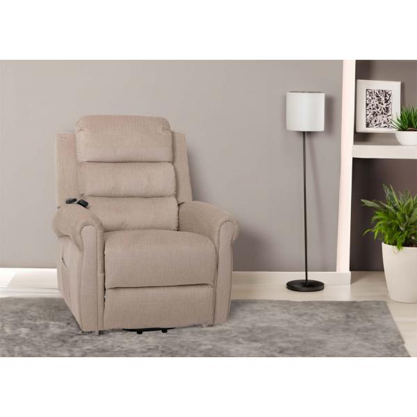 Stimmungsbild fr Produkt Fernsehsessel HWC-K63, Relaxsessel, Liegefunktion Aufstehhilfe Massage Heizfunktion, Stoff 220g/m Chenille ~ creme