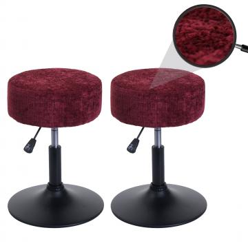 2er-Set Hocker HWC-C22, Sitzhocker, hhenverstellbar drehbar  37cm Stoff Chenille (465g/m) FSC ~ bordeaux