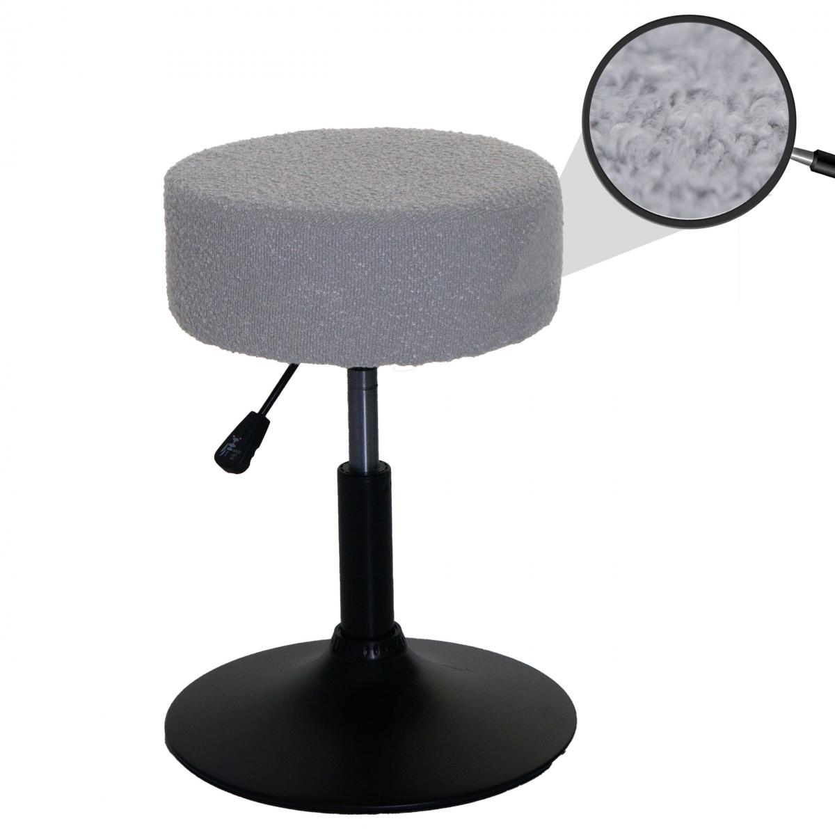 Hocker HWC-C22, Sitzhocker Schminkhocker, hhenverstellbar drehbar  37cm Stoff Boucl (450g/m) FSC ~ grau