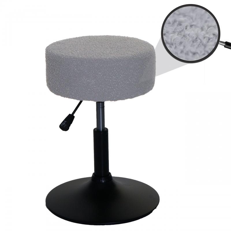 Hocker HWC-C22, Sitzhocker Schminkhocker, hhenverstellbar drehbar  37cm Stoff Boucl (450g/m) FSC ~ grau
