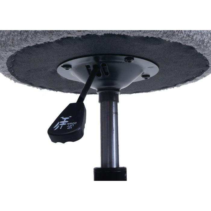 2er-Set Hocker HWC-C22, Sitzhocker Schminkhocker, hhenverstellbar drehbar  37cm Stoff Boucl 450g/m FSC ~ grau