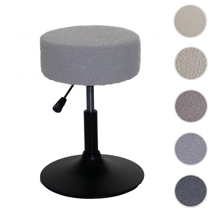 Hocker HWC-C22, Sitzhocker Schminkhocker, hhenverstellbar drehbar  37cm Stoff Boucl (450g/m) FSC ~ grau