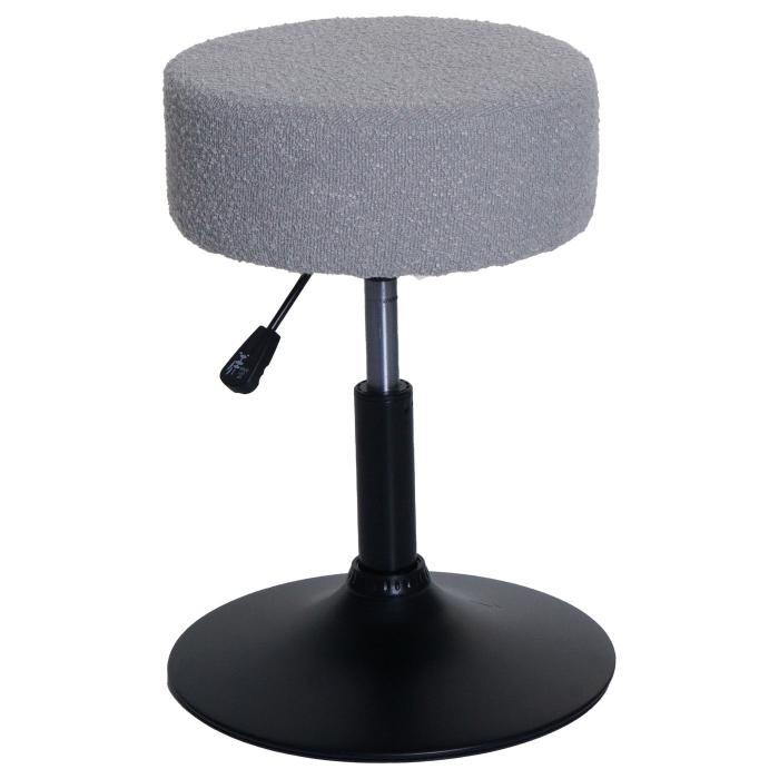 2er-Set Hocker HWC-C22, Sitzhocker Schminkhocker, hhenverstellbar drehbar  37cm Stoff Boucl 450g/m FSC ~ grau