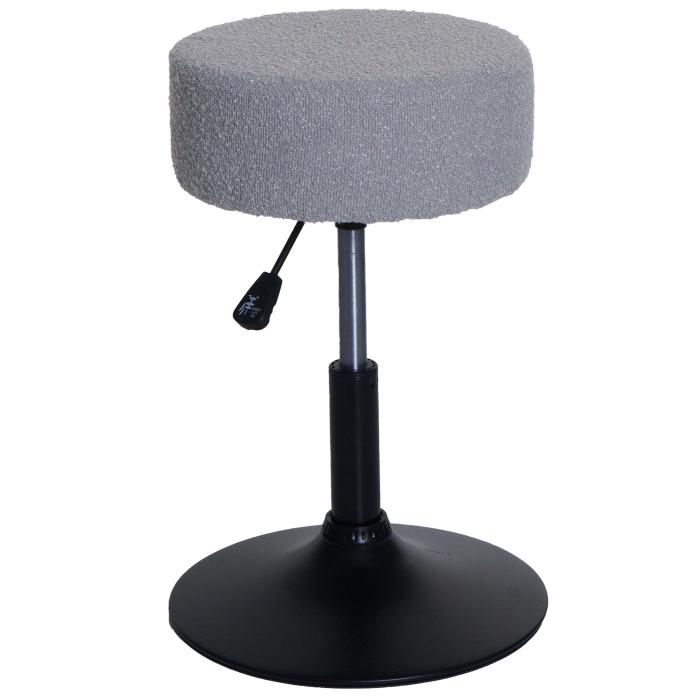 2er-Set Hocker HWC-C22, Sitzhocker Schminkhocker, hhenverstellbar drehbar  37cm Stoff Boucl 450g/m FSC ~ grau