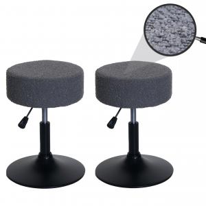 2er-Set Hocker HWC-C22, Sitzhocker Schminkhocker, hhenverstellbar drehbar  37cm Stoff Boucl 450g/m FSC ~ dunkelgrau