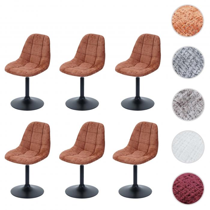 6er-Set Esszimmerstuhl HWC-A60, Kchenstuhl Stuhl Drehstuhl, Stahl FSC Stoff/Textil Chenille (465g/m) ~ terrakotta