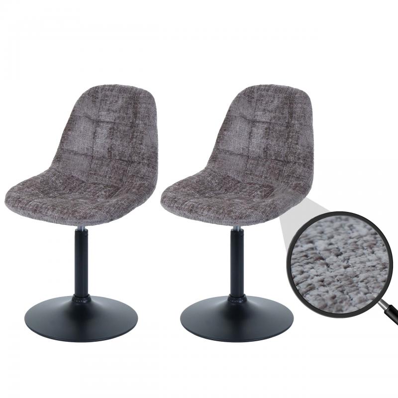 2er-Set Esszimmerstuhl HWC-A60, Kchenstuhl Stuhl Drehstuhl, Stahl FSC Stoff/Textil Chenille (465g/m) ~ braun