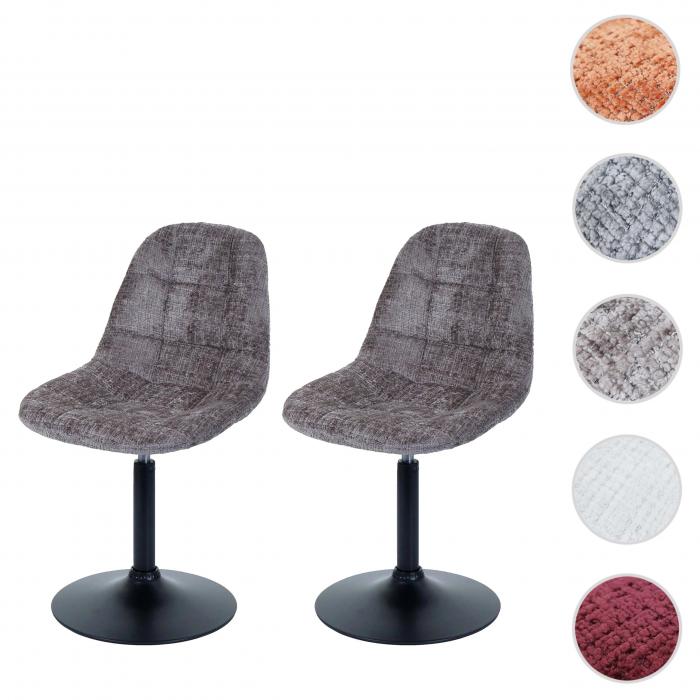 2er-Set Esszimmerstuhl HWC-A60, Kchenstuhl Stuhl Drehstuhl, Stahl FSC Stoff/Textil Chenille (465g/m) ~ braun