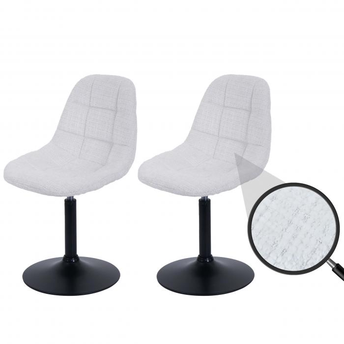 2er-Set Esszimmerstuhl HWC-A60, Kchenstuhl Stuhl Drehstuhl, Stahl FSC Stoff/Textil Chenille (465g/m) ~ creme