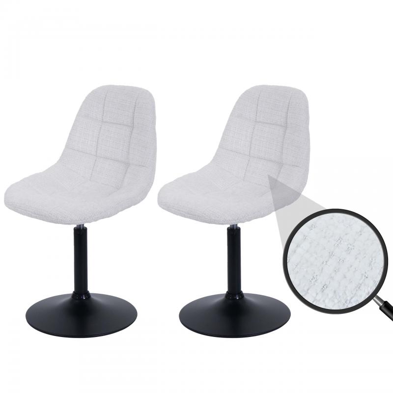 2er-Set Esszimmerstuhl HWC-A60, Kchenstuhl Stuhl Drehstuhl, Stahl FSC Stoff/Textil Chenille (465g/m) ~ creme
