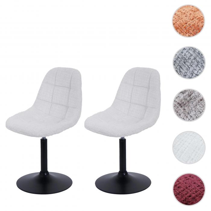 2er-Set Esszimmerstuhl HWC-A60, Kchenstuhl Stuhl Drehstuhl, Stahl FSC Stoff/Textil Chenille (465g/m) ~ creme