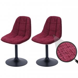 2er-Set Esszimmerstuhl HWC-A60, Kchenstuhl Stuhl Drehstuhl, Stahl FSC Stoff/Textil Chenille (465g/m) ~ bordeaux