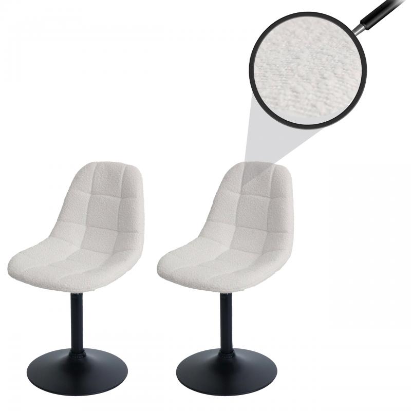 2er-Set Esszimmerstuhl HWC-A60, Kchenstuhl Stuhl Drehstuhl, Stahl FSC Stoff/Textil Boucl (450g/m) ~ creme