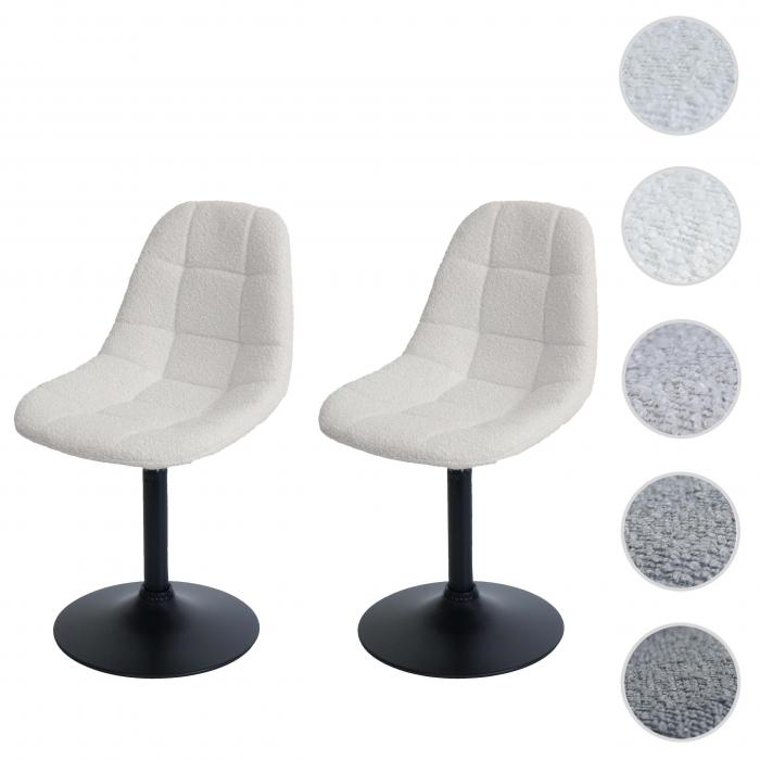 2er-Set Esszimmerstuhl HWC-A60, Kchenstuhl Stuhl Drehstuhl, Stahl FSC Stoff/Textil Boucl (450g/m) ~ creme