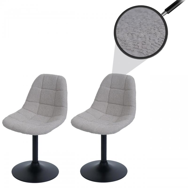 2er-Set Esszimmerstuhl HWC-A60, Kchenstuhl Stuhl Drehstuhl, Stahl FSC Stoff/Textil Boucl (450g/m) ~ taupe