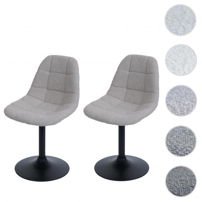 2er-Set Esszimmerstuhl HWC-A60, Kchenstuhl Stuhl Drehstuhl, Stahl FSC Stoff/Textil Boucl (450g/m) ~ taupe