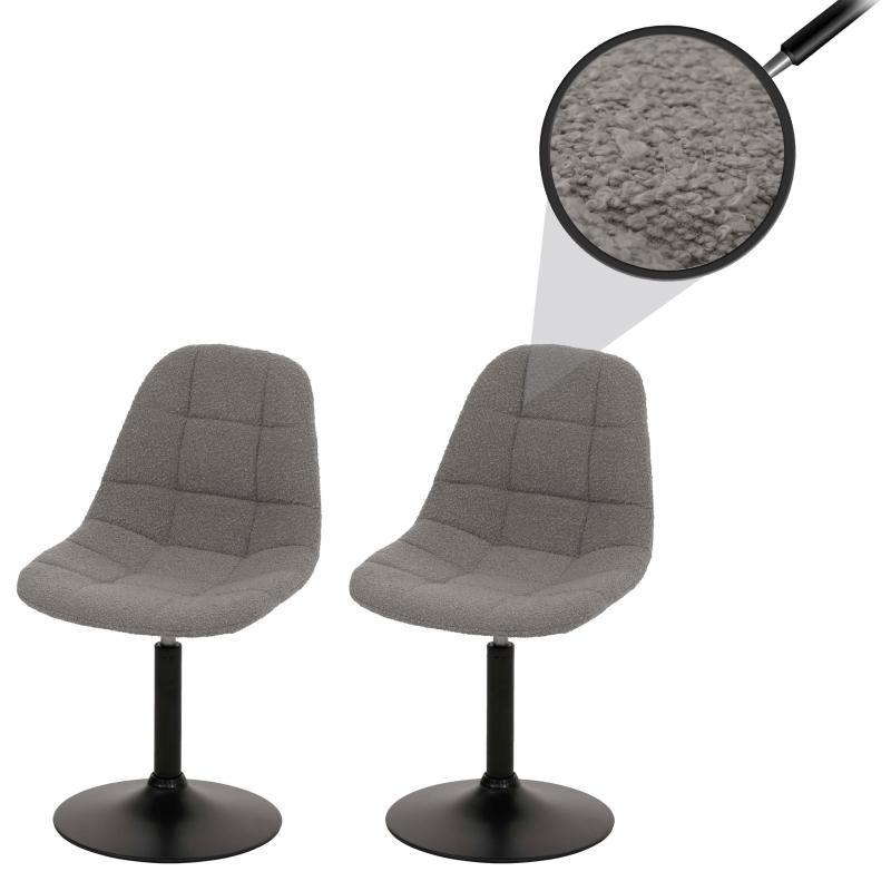 2er-Set Esszimmerstuhl HWC-A60, Kchenstuhl Stuhl Drehstuhl, Stahl FSC Stoff/Textil Boucl (450g/m) ~ grau