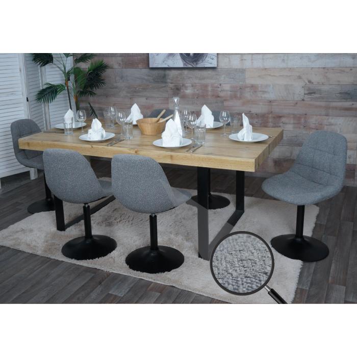 6er-Set Esszimmerstuhl HWC-A60, Kchenstuhl Stuhl Drehstuhl, Stahl FSC Stoff/Textil Boucl (450g/m) ~ dunkelgrau