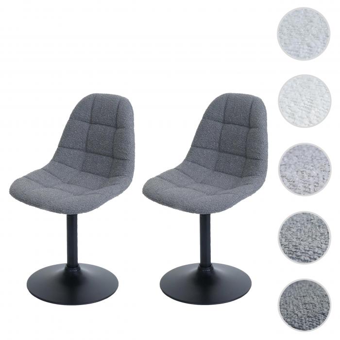 2er-Set Esszimmerstuhl HWC-A60, Kchenstuhl Stuhl Drehstuhl, Stahl FSC Stoff/Textil Boucl (450g/m) ~ dunkelgrau
