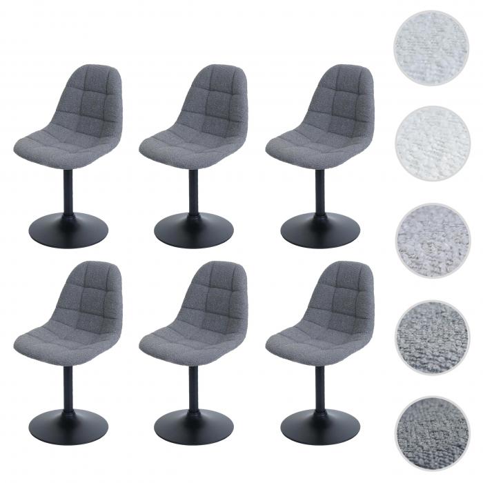 6er-Set Esszimmerstuhl HWC-A60, Kchenstuhl Stuhl Drehstuhl, Stahl FSC Stoff/Textil Boucl (450g/m) ~ dunkelgrau