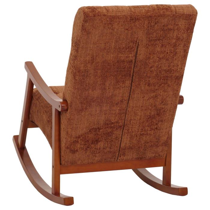 Schaukelstuhl HWC-K10, Relaxsessel, Holz FSC Stoff/Textil Chenille (465g/m) ~ terrakotta, Gestell Walnuss-Optik