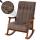 Schaukelstuhl HWC-K10, Relaxsessel, Holz FSC Stoff/Textil Chenille (465g/m) ~ braun, Gestell Walnuss-Optik