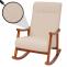 Schaukelstuhl HWC-K10, Relaxsessel, Holz FSC Stoff/Textil Boucl (450g/m) ~ creme, Gestell Walnuss-Optik