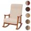 Schaukelstuhl HWC-K10, Relaxsessel, Holz FSC Stoff/Textil Boucl (450g/m) ~ creme, Gestell Walnuss-Optik