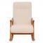 Schaukelstuhl HWC-K10, Relaxsessel, Holz FSC Stoff/Textil Boucl (450g/m) ~ creme, Gestell Walnuss-Optik