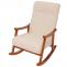 Schaukelstuhl HWC-K10, Relaxsessel, Holz FSC Stoff/Textil Boucl (450g/m) ~ creme, Gestell Walnuss-Optik