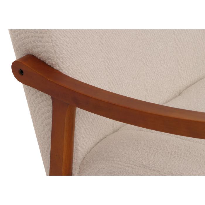 Schaukelstuhl HWC-K10, Relaxsessel, Holz FSC Stoff/Textil Boucl (450g/m) ~ beige, Gestell Walnuss-Optik