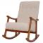Schaukelstuhl HWC-K10, Relaxsessel, Holz FSC Stoff/Textil Boucl (450g/m) ~ beige, Gestell Walnuss-Optik