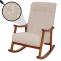 Schaukelstuhl HWC-K10, Relaxsessel, Holz FSC Stoff/Textil Boucl (450g/m) ~ beige, Gestell Walnuss-Optik