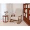 Schaukelstuhl HWC-K10, Relaxsessel, Holz FSC Stoff/Textil Boucl (450g/m) ~ beige, Gestell Walnuss-Optik