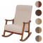 Schaukelstuhl HWC-K10, Relaxsessel, Holz FSC Stoff/Textil Boucl (450g/m) ~ beige, Gestell Walnuss-Optik