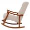 Schaukelstuhl HWC-K10, Relaxsessel, Holz FSC Stoff/Textil Boucl (450g/m) ~ beige, Gestell Walnuss-Optik