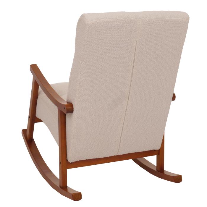 Schaukelstuhl HWC-K10, Relaxsessel, Holz FSC Stoff/Textil Boucl (450g/m) ~ beige, Gestell Walnuss-Optik